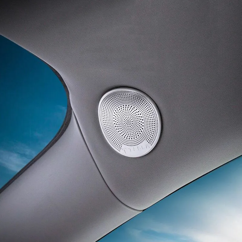 

Suitable for Tesla Model 3 Front and Rear Door Horn Cover Protection Stickers Tesla Audio Panel Stainless Steel Stickers