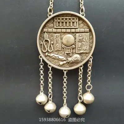 

Изысканная Античная Посеребренная медь, запрещенный замок под давлением, богатый замок, колокольчик, двусторонние аксессуары