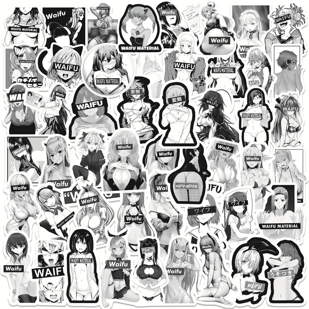 

10/30/50PCS Japan Sexy Waifu Girl Graffiti Sticker Skateboard Notebook Water Cup Trolley Case PVC Waterproof Sticker Wholesale