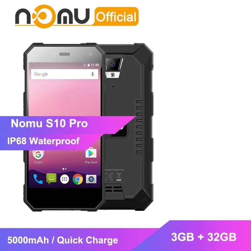 Nomu S10 Pro ударопрочный мобильный телефон IP68 водонепроницаемый смартфон MTK6737T четырехъядерный 3 ГБ+ 32 ГБ 8MP 5000 мАч Быстрая зарядка сотовый телефон