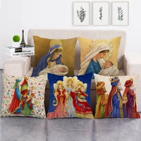 religious series cushion cover the virgin and child religion fauxlinen decorative pillowcase for sofa couch living room decor