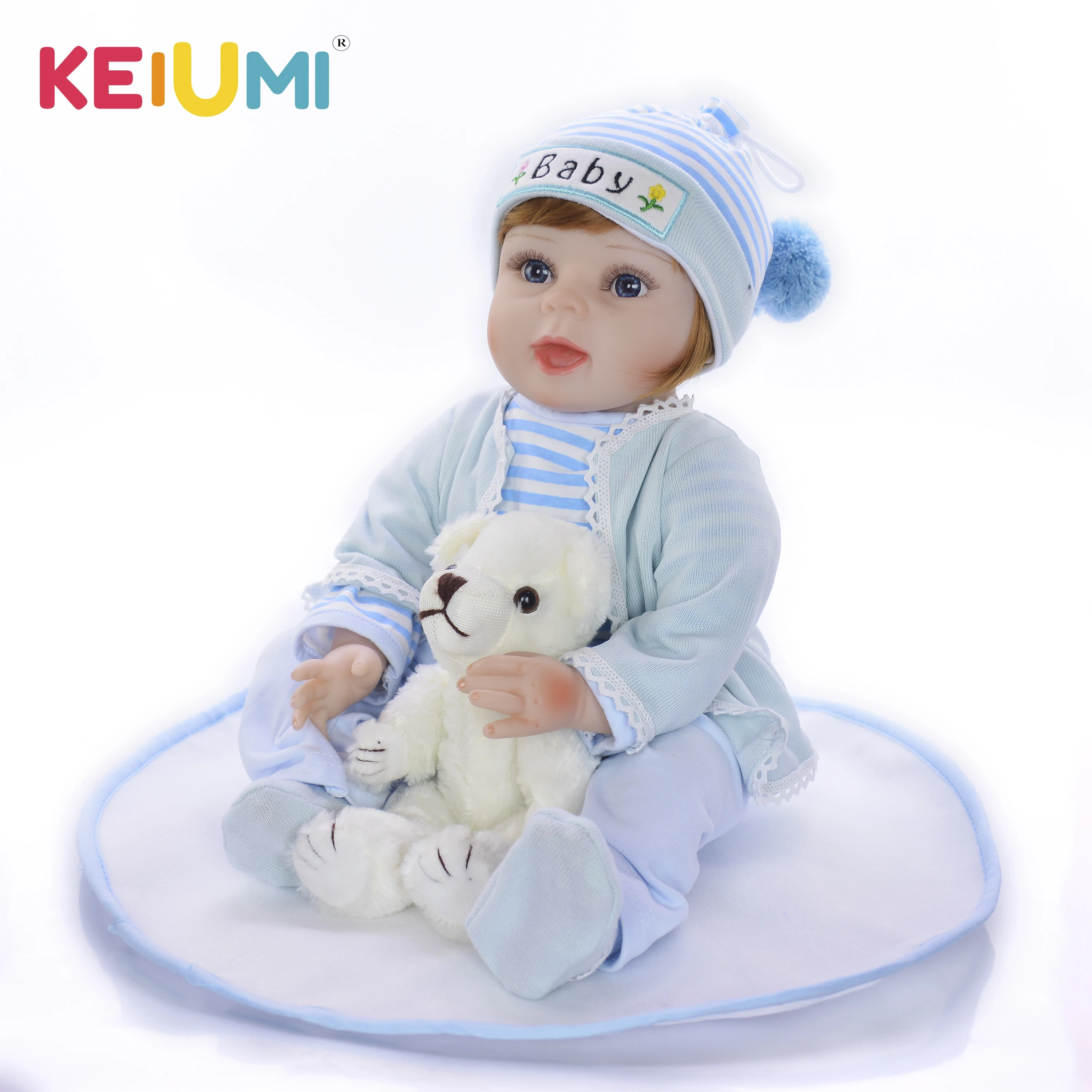 KEIUMI 22 дюйма Мягкие силиконовые куклы для новорожденных 55 см силиконовая кукла