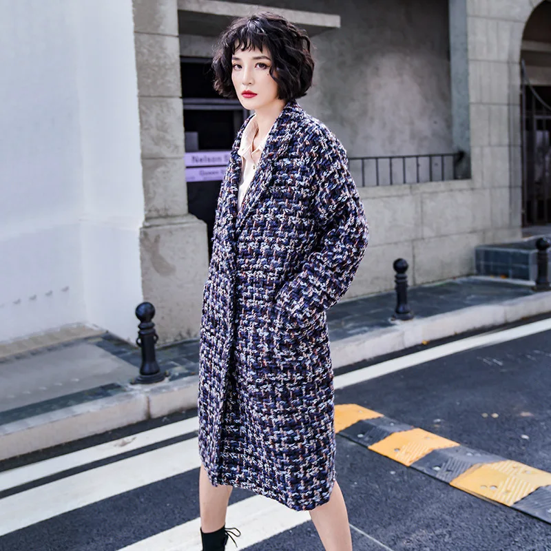 Woolen jacket women 2021 winter new style suit collar mid-length Korean women's...