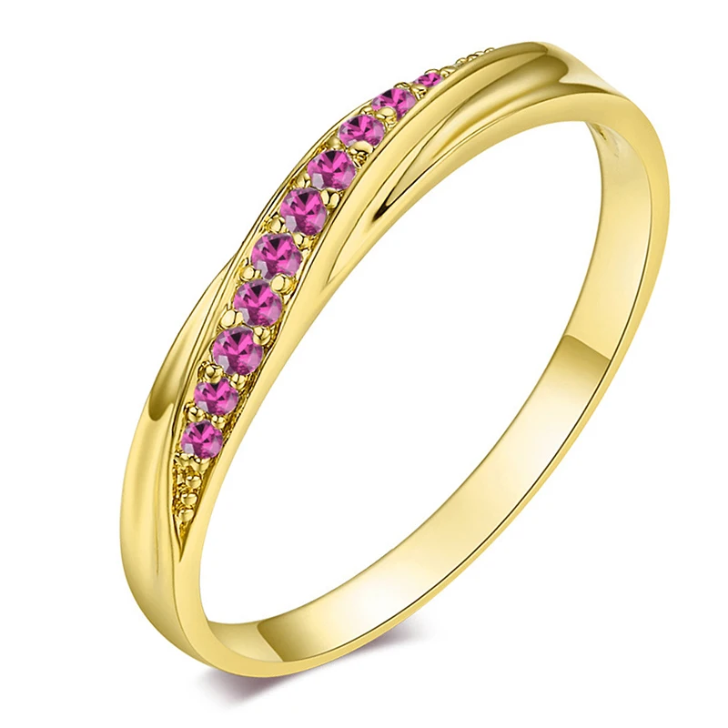 AMORUI Простой Круглый Обручальное кольцо Цирконий Обручение волна Bijoux (украшения своими руками) Bague Femme