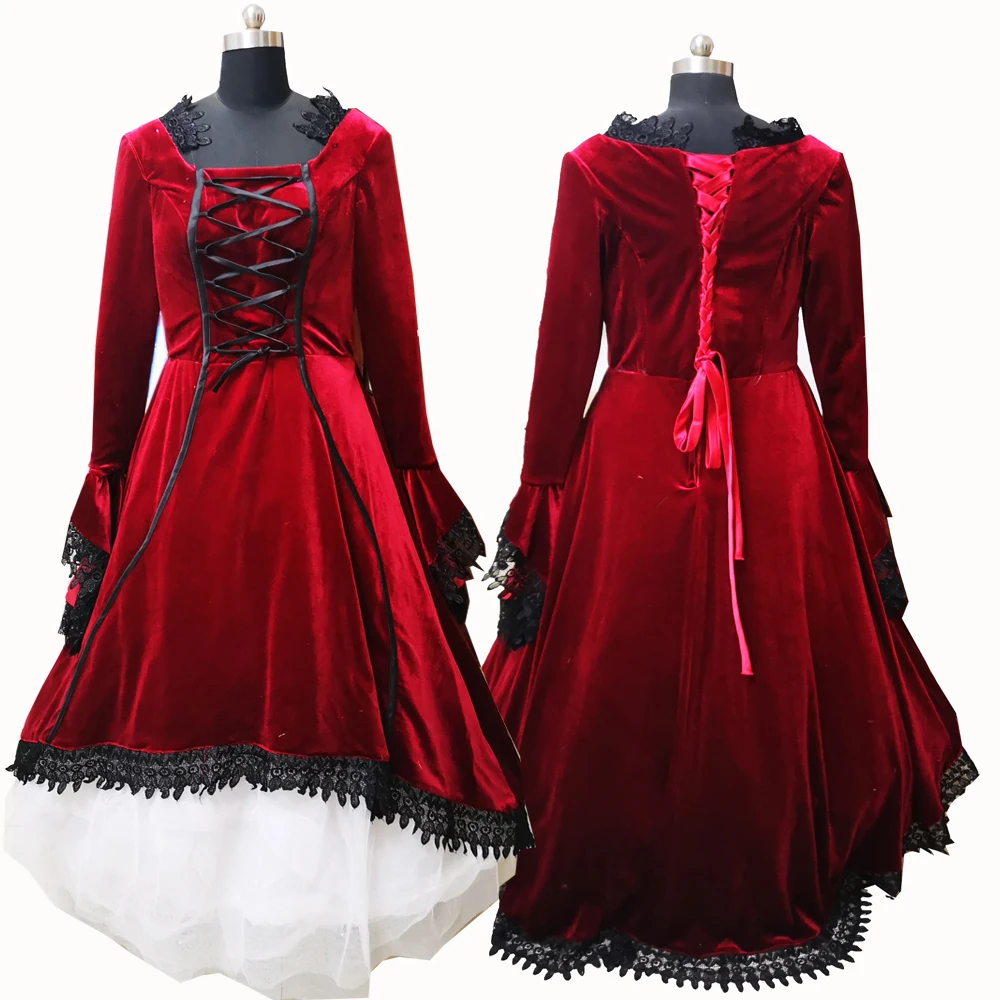 2021 новые красные викторианской Хэллоуин Косплэй платье колониальный грузинский