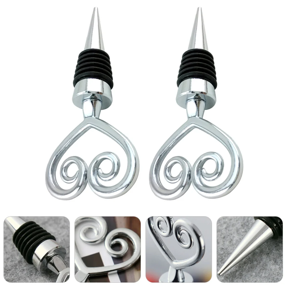 

2Pcs Metal Stopper Beverage Bottle Stopper with Heart Shape Design