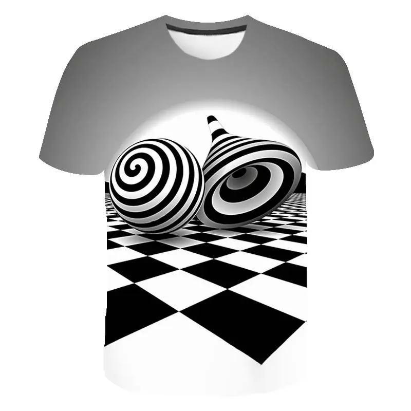 Футболка унисекс с 3D-принтом головокружение и коротким рукавом |