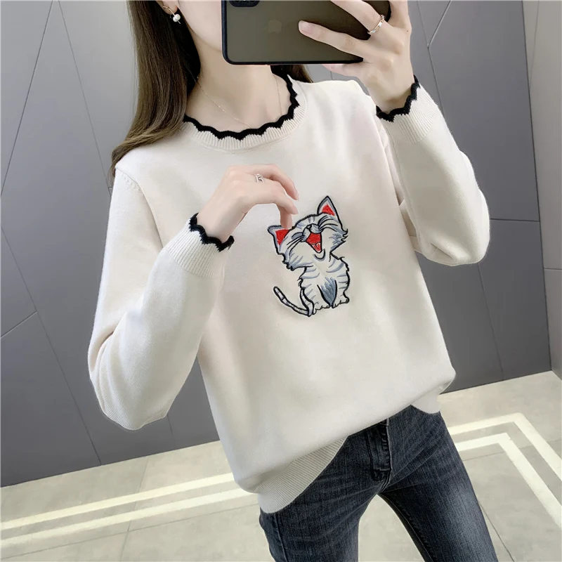 

Room 208746, row 4, under No. 3] real shot Round Neck Lace Collar kitten Pullover Sweater [1015] 53