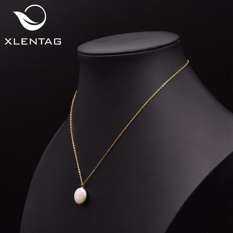 XlentAg ожерелье из стерлингового серебра 925 пробы с натуральным пресноводным