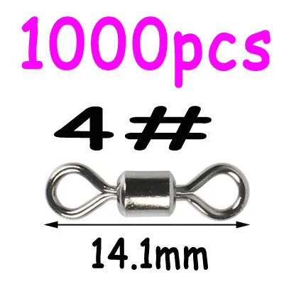 1000pcs size4 1000 шт 8 Форма медный Вращающийся шарнир для рыбалки поворотный оснастки двойное твердое кольцо рыболовные снасти для троллинга Джиги Крючки - Цвет: 1000pcs size4