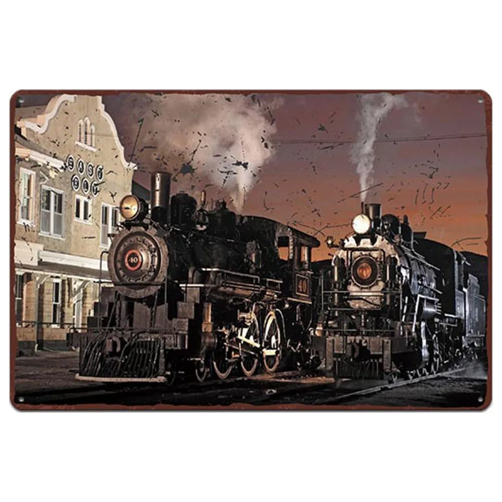 

Металлическая табличка с изображением поезда