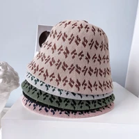 fashion ladies letter bucket hat womens autumn and winter warm knit basin hat joker dome fisherman hats