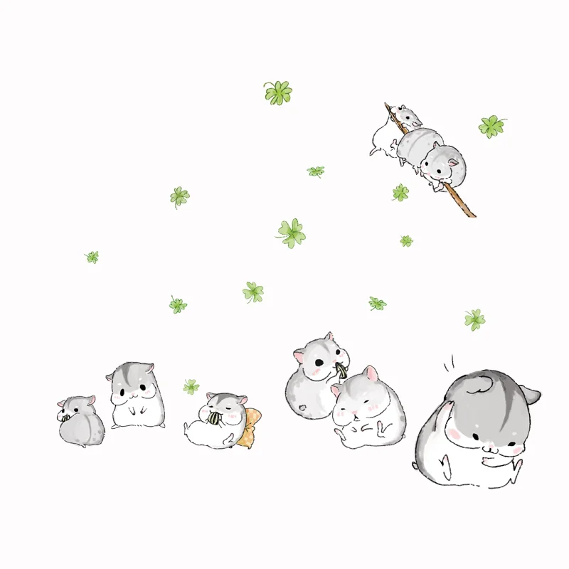 

Cartoon Cute Hamster Wall Stickers Animal Home Decor for Bedroom Living Room Wall Decals DIY Sofa Background Murals Wallpaper