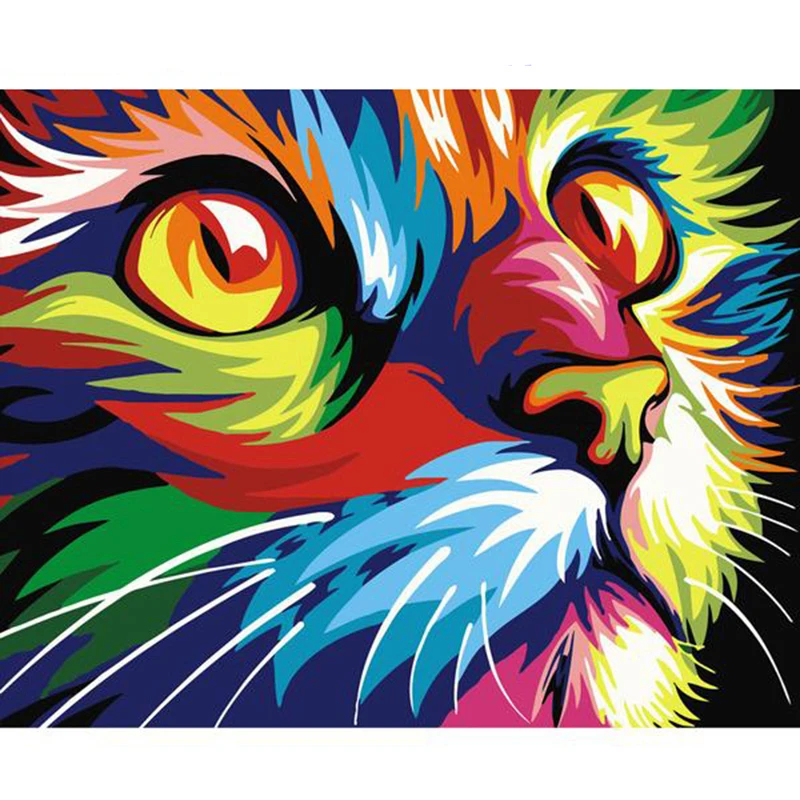 

Painting By Numbers DIY Dropshipping 40x50 50x65cm Hope multicolored cat Animal Canvas Wedding Decoration Art picture Gift