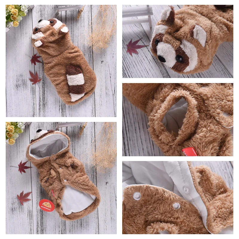 Raccoon Costumes Clothes For That Terrier Thick Winter Warm Pet Coat And Jackets Small Medium Large Animal Cat Poodl Hoodie | Дом и сад