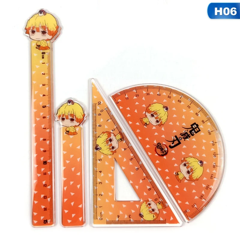 

4Pcs/Set Japan Demon Slayer: Kimetsu No Yaiba Cosplay Ruler Set Measuring Scale Students Cartoon Measure Ruler School Supplies
