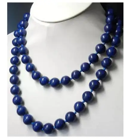 Ювелирные изделия 10 мм Синий Лазурит Круглые бусины Длина ожерелья: 34 дюймов