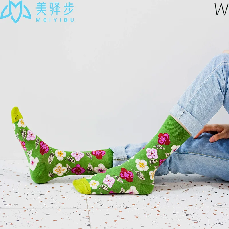 5 pairs per set Fashion Socks European and American Flower Stockings Women's Fashion Socks