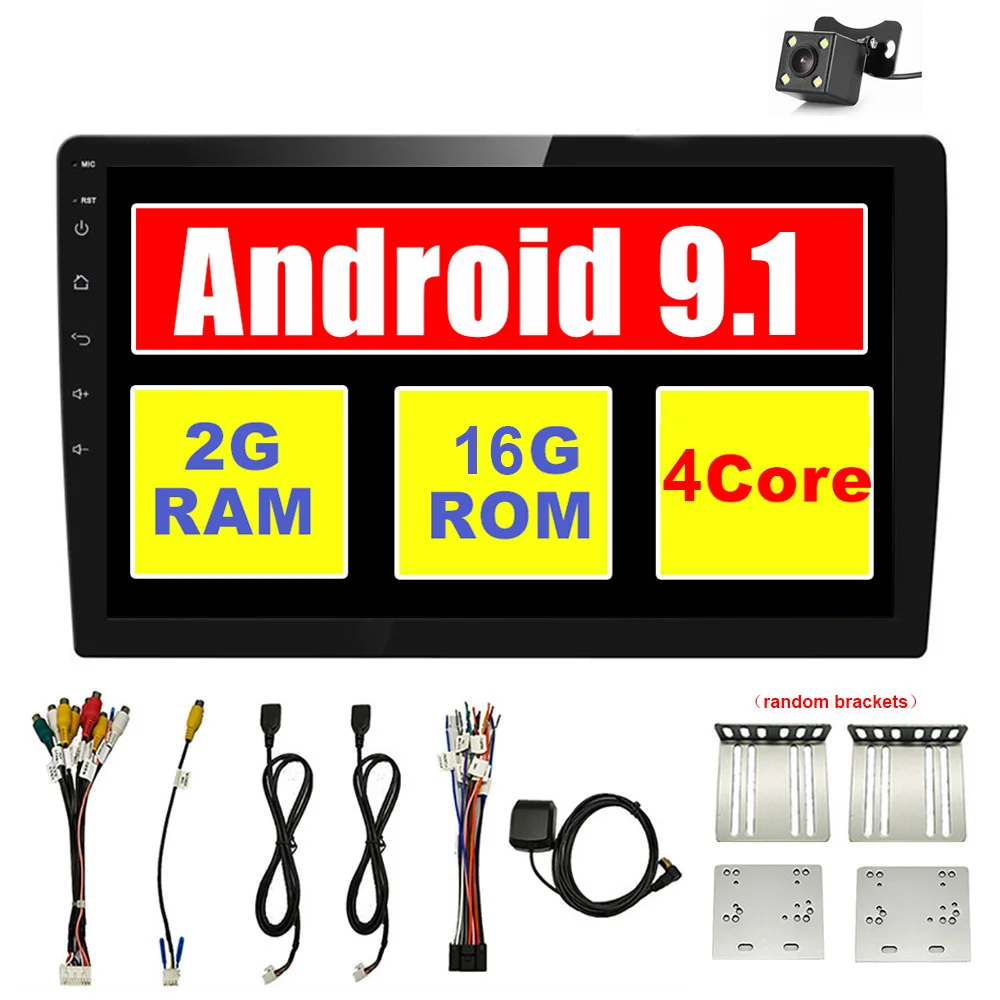 2 16G Camera Универсальный 2 Din Android автомобильный Радио 10," HD сенсорный экран автомобильный мультимедийный плеер gps навигация видео плеер в тире головное устройство - Color: 2 16G Camera