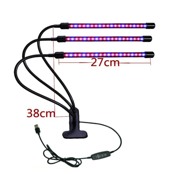 three head USB светодиодный свет завода полный спектр DC 5V гибкие лампы для выращивания фитолампа для внутреннего сада дом цветок гидропонная лампа для выращивания - Испускаемый цвет: three head