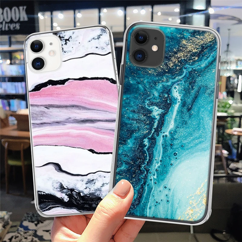 Fashion Marble Pattern Phone Case For iPhone 13 12 11 14 Pro Max 7 8 6 6S Plus X XR XS Max 12 Mini 5 5S SE Cute Soft TPU Cover