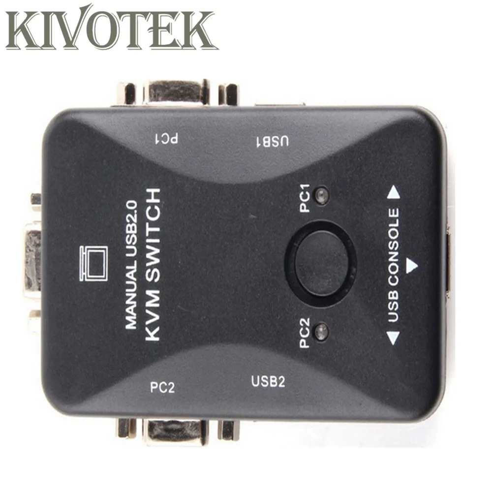 USB KVM переключатель 2 порта VGA Разветвитель 0 черного цвета для клавиатуры мыши