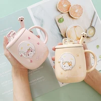 480ml cat mug cute ceramic cup cartoon cats paw drinking cup fresh drinking cup pink girl milk water glass