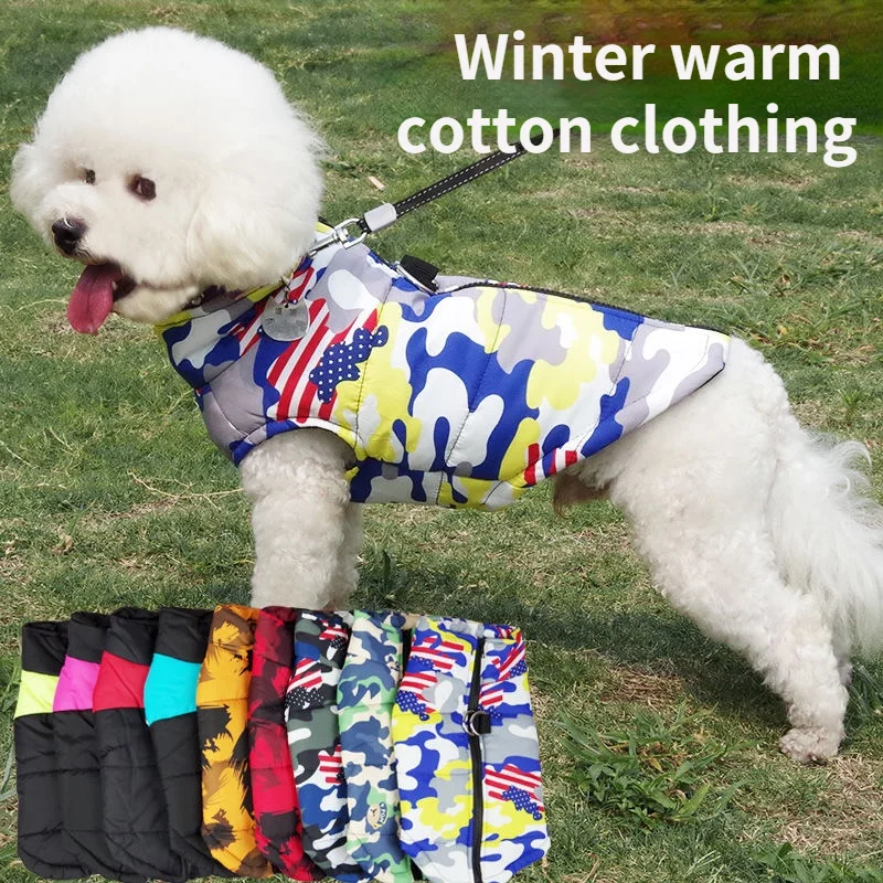 

Зимнее пальто, хлопковый Бишон для маленьких собак, золотистый ретривер, для средних и больших собак, плотный теплый хлопковый жилет для дом...