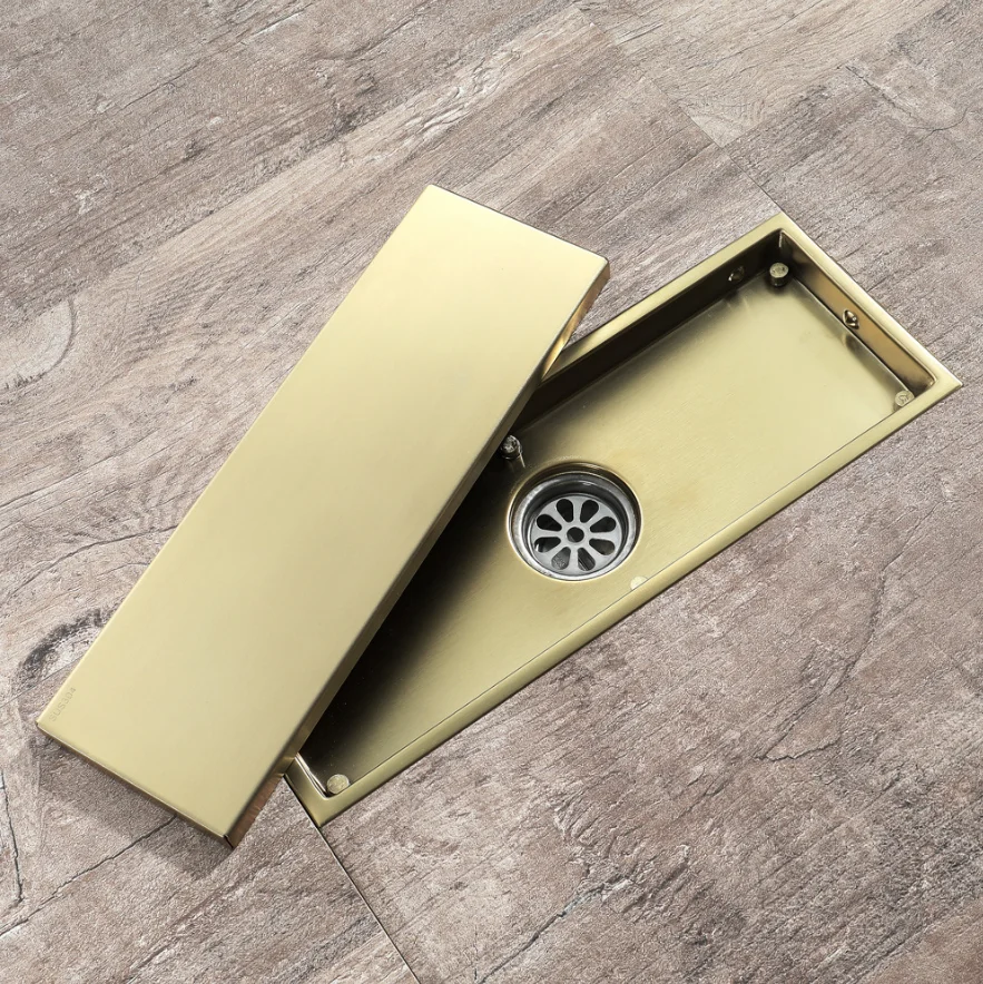 Роскошный Матовый Золотой слив 300*110 мм в полу из нержавеющей стали прямоугольный