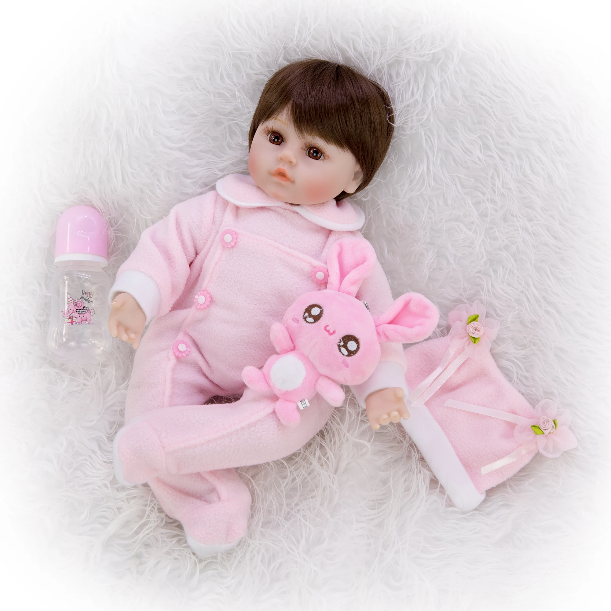 

KEIUMI 18Inch Cute Reborn Menina Alive Newborn Baby Girl Doll Silicone Body Touch Soft Stuffed Doll Princess For Birthday Gifts