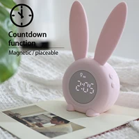 cartoon rabbit alarm clock for kids baby sleep training clock with night lights children timer home supplies