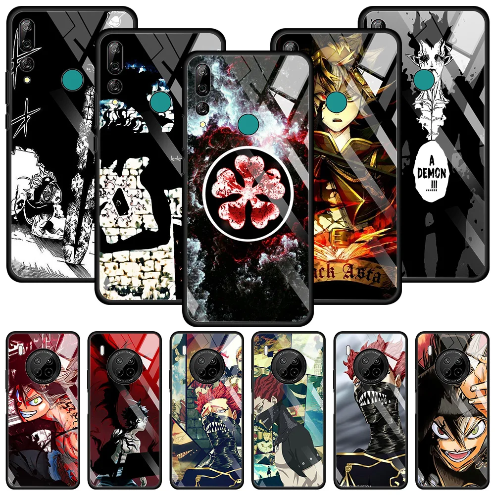 

Tempered Glass Case For Huawei Y6 Y7 Y9 2019 Y9a Y8s Y5P Y6p Y8p phone Shell Fitted Fundas Black Clover Anime Asta