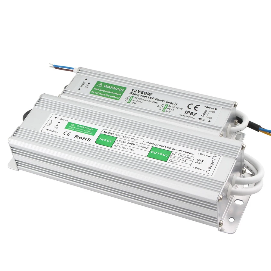 AC DC 12V 24V импульсный источник питания IP67 водонепроницаемый 25W 30W 50W 80W 100W 150W 220V до