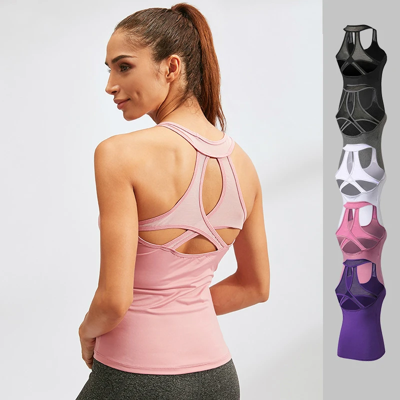 

Профессиональный женский жилет для йоги, сексуальные майки с вырезами на спине для тренажерного зала, спортивные майки без рукавов, Быстрос...