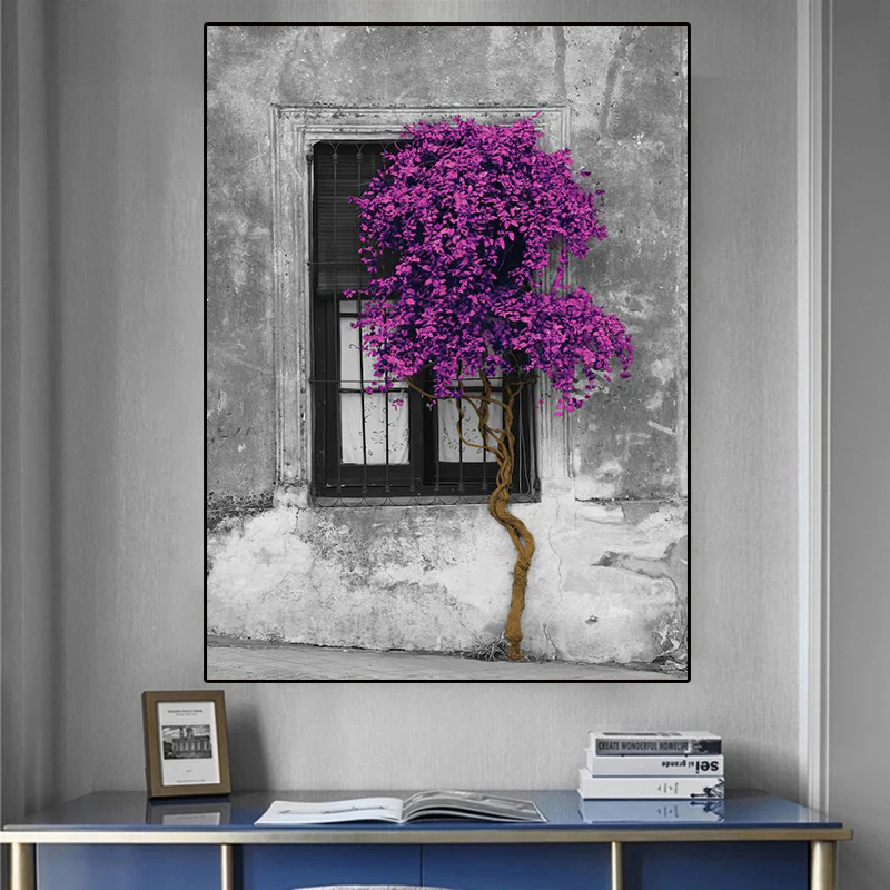

Colorful Tree Windows Canvas Painting Wall Art Vitality Posters and Prints Wall Pictures for Living Room Decoration Home Decor