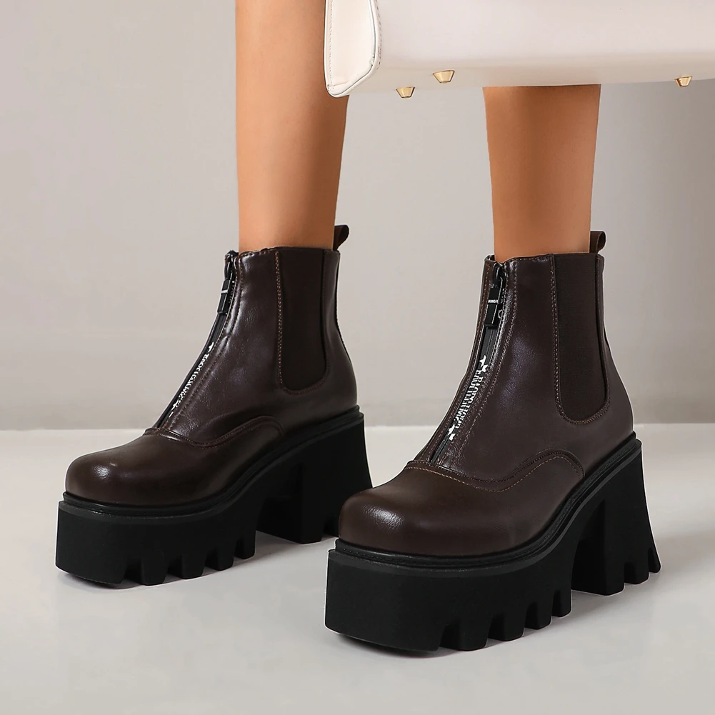

SARAIRIS 2020 Dropship Big Size 43 Square High Heels Winter Shoes Women Cool Street Platform Cosplay Ankle Boots Female