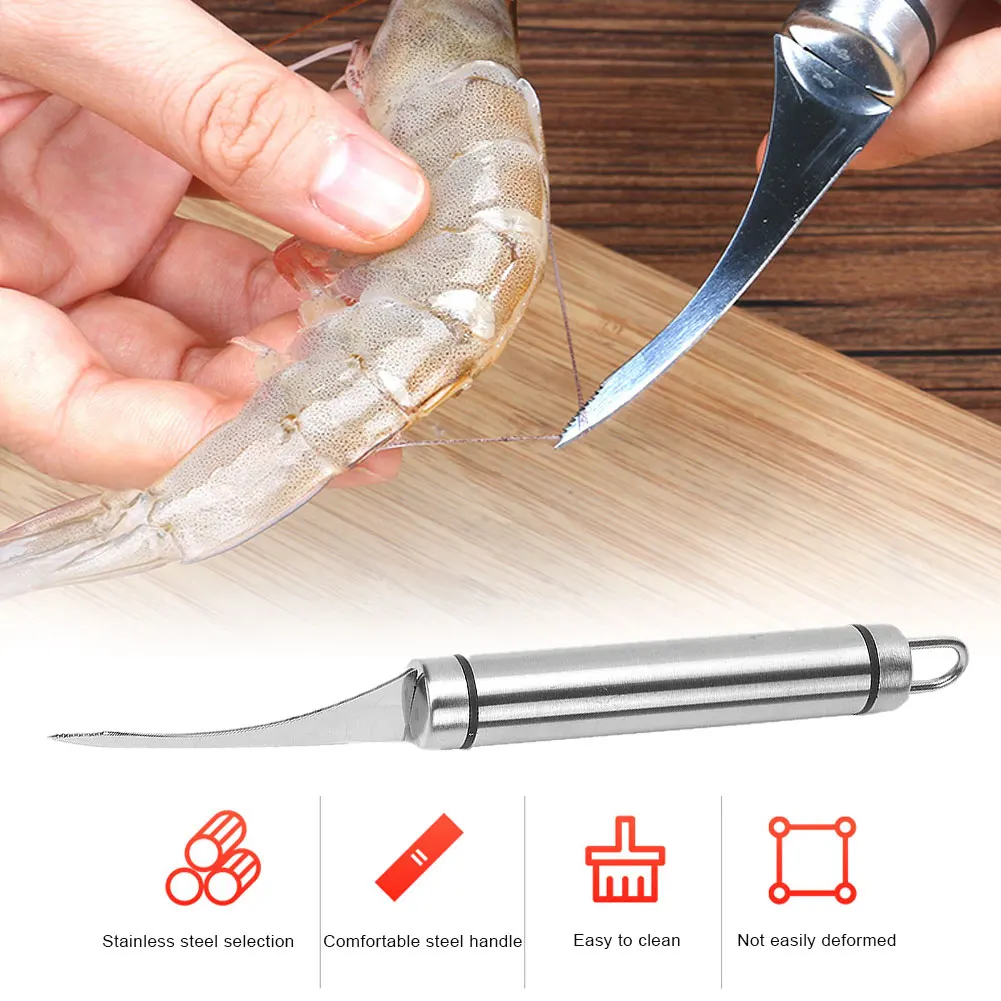 

Stainless Steel Shrimp Opener to Shrimp Line Knife Clean up Shrimp Line Fish Belly Knife Open Shrimp Knife Peeler Shrimp Kitchen