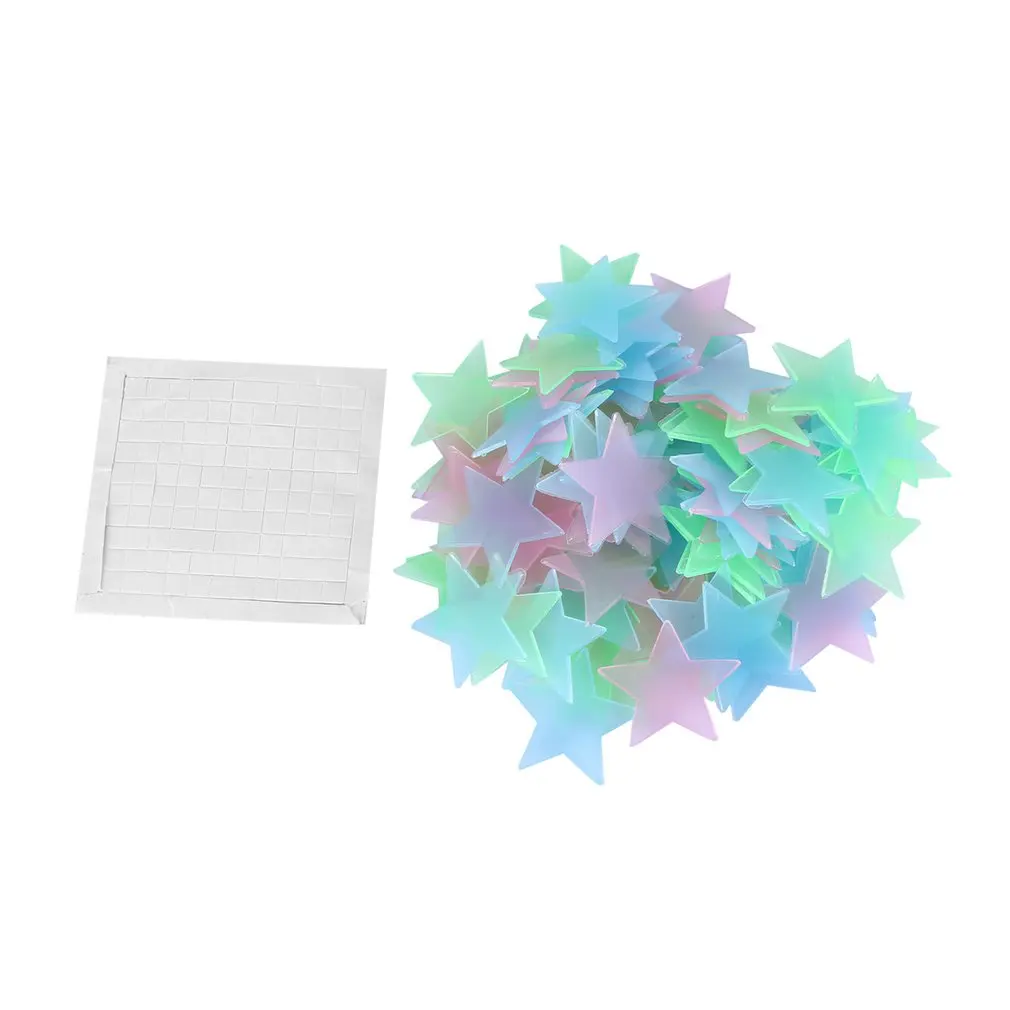 

100Pcs/set 3D Stars Glowing Wall Stickers Luminous Fluorescent Wall Stickers For Kids Baby Room Bedroom Wall Decals Papers