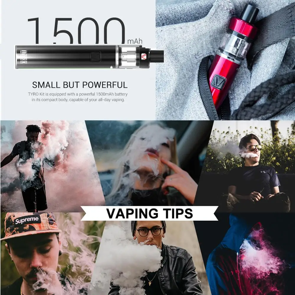 Подарок электронная сигарета испаритель оригинальный Vaptio TYRO комплект с 1500 мАч