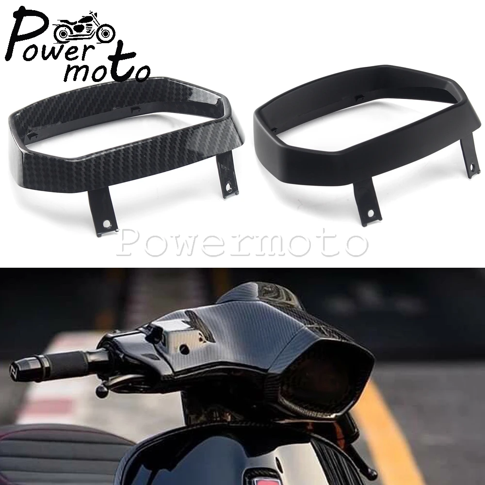 

For VESPA 150 Sprint 2017-2020 ABS Plastic Black/Carbon Fiber Motorbike Front Headlight Bezel Trim Lamp Cover Decorate Protector