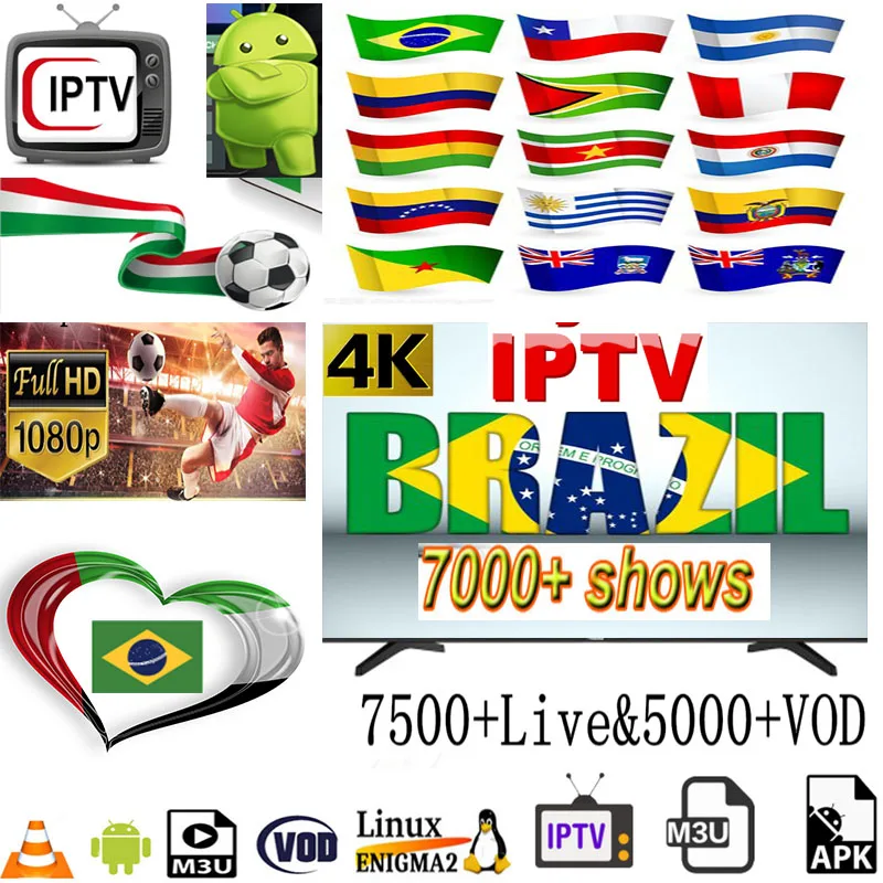IP tv M3u tv BOX подписка бразильские итальянские Великобритания немецкий французский испанский Mediaset Премиум для Android Box Enigma2 Smart tv PC Linux