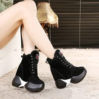 ladies plush invisible heel 12cm winter slippers womens high taiwan warm casual shoes womens height increasing boots