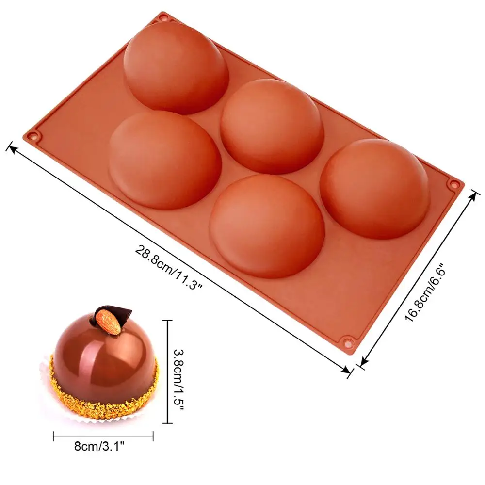 

Walfos Large 6-Cavity Semi Sphere Silicone Mold Half Sphere Silicone Baking Molds for Making Chocolate Cake Jelly Dome Mousse