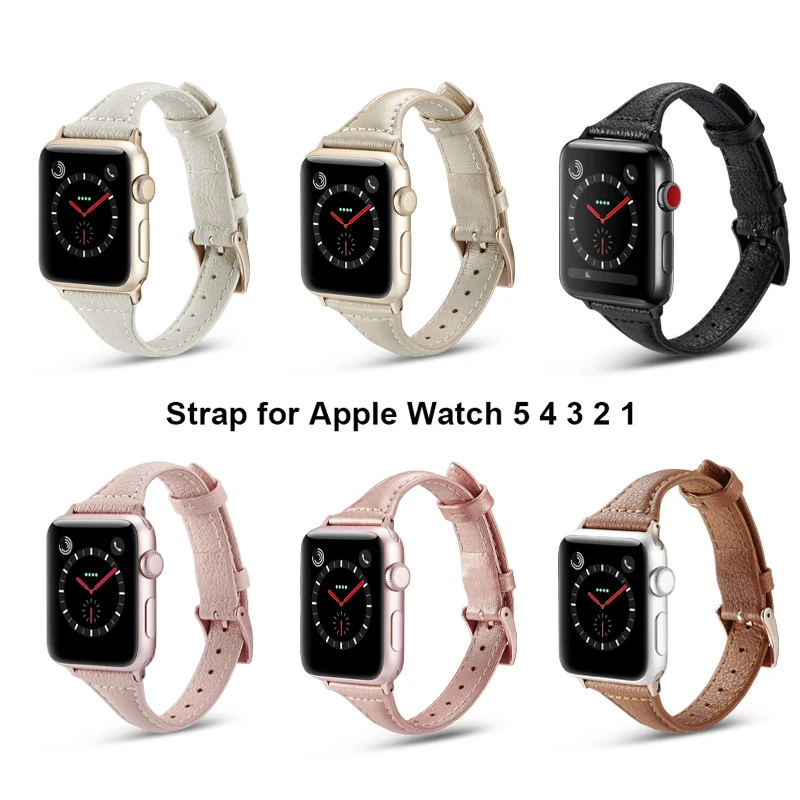 Ремешок кожаный для Apple Watch Series 5 4 3 2 1 браслет iWatch 38 мм 40 42 44 аксессуары часов |