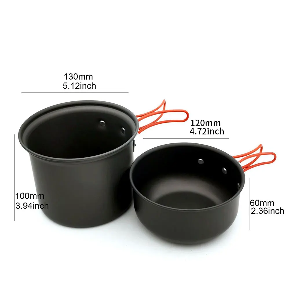 

6PCS Camping Cookware Set Multifunction Portable Stainless Steel Cooking Utensils Tableware With Spoon Fork For 2-3 Person