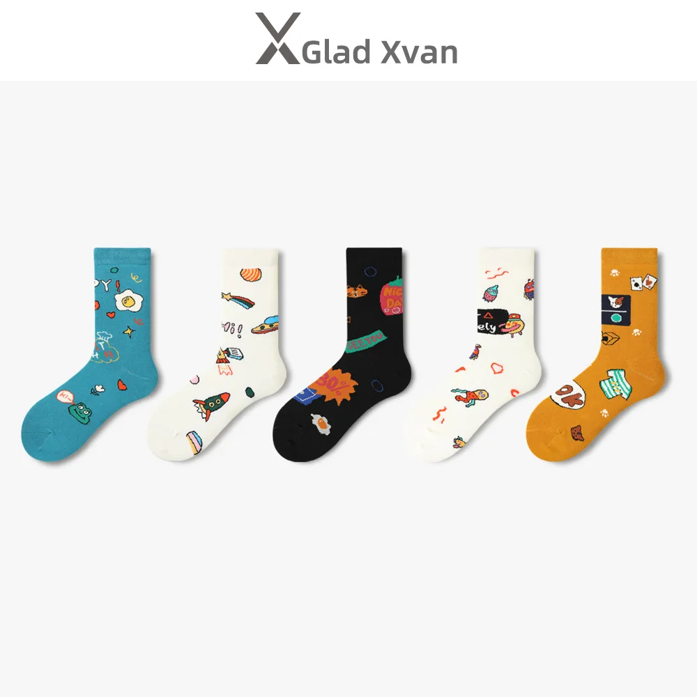 

2020 Мультяшные парные носки, новинка, хлопковые милые женские носки, забавные длинные носки с надписью, высокие эластичные мужские короткие ...