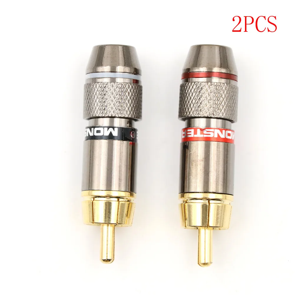 2Pcs/1Pair New Gold Plated RCA Connector male plug adapter Video/Audio Wire Support Cable black&ampred | Обустройство дома