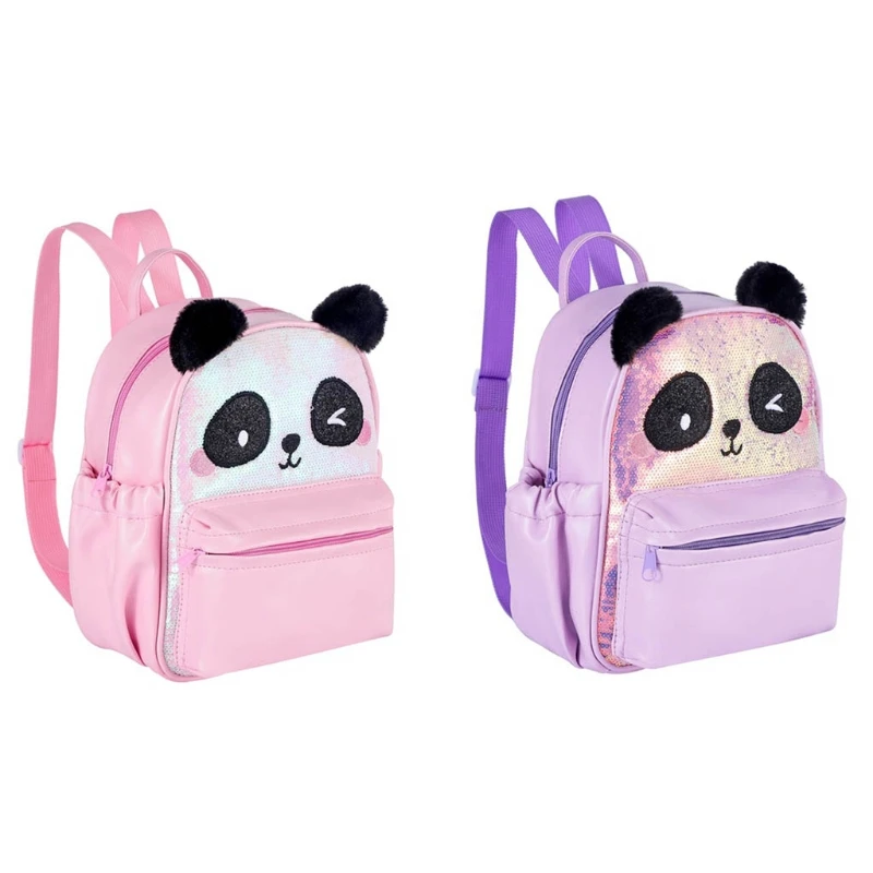 Детский Школьный рюкзак с блестками школьный ранец милой пандой для книг девочек