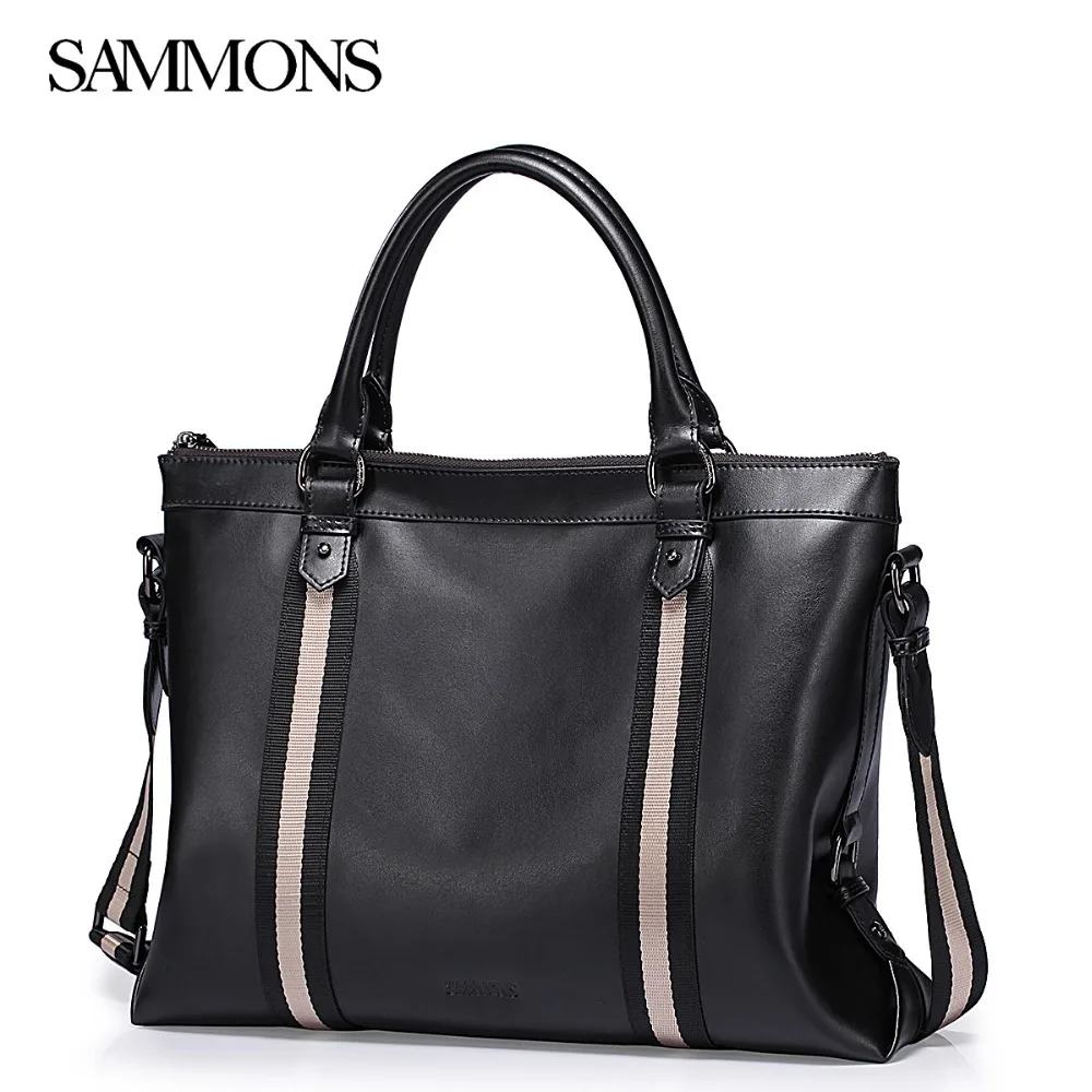 Распродажа! SAMMONS мужской портфель из натуральной кожи, мужская сумка для отдыха из воловьей кожи, деловая сумка для ноутбука, сумки высокого качества, мужские сумки
