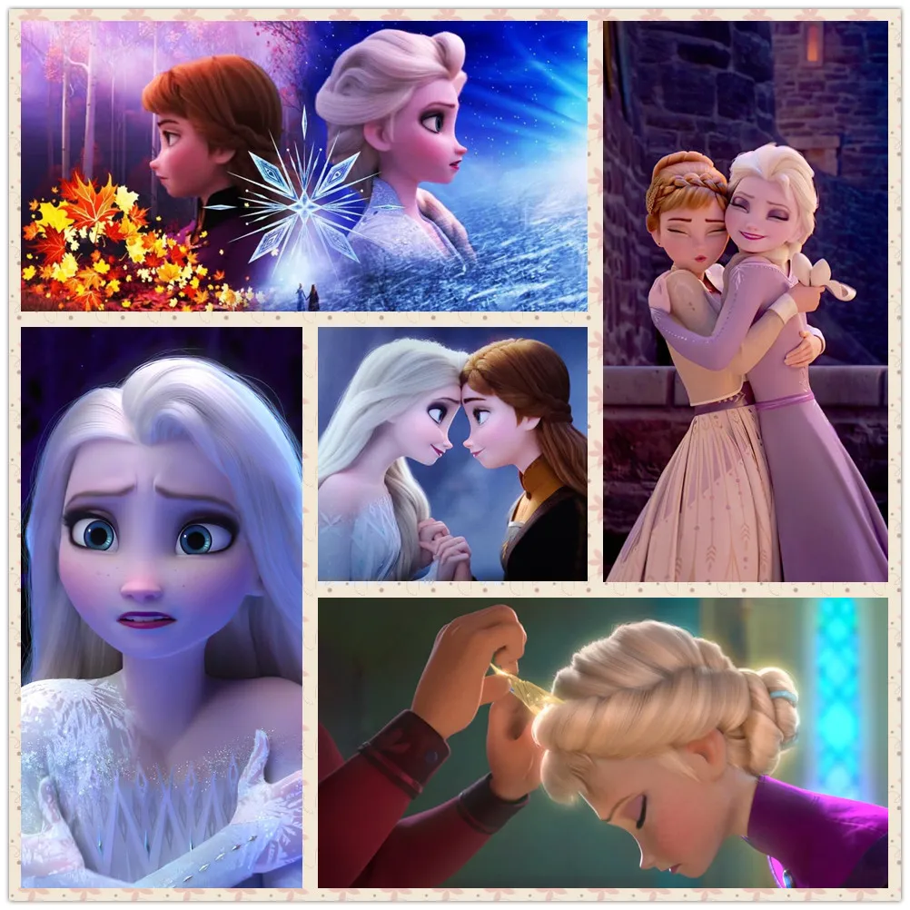 

Disney DIY 5D Round Full Diamond Mosaic Painting Cross Stitch Elsa Kit Diamonds Embroidery Square Drill Home Decoration